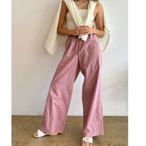 DONNI. pop pants in rhubarb